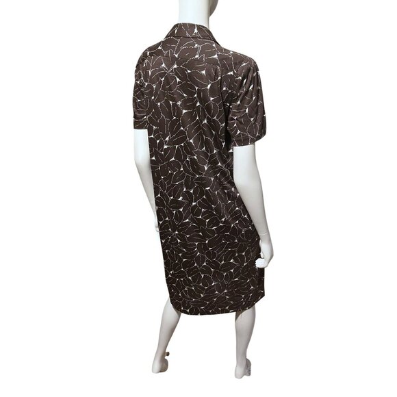 VTG Rodier Paris Autumn Leaves Dress 44 (L) Belted Playful Minimalist Neutral - Picture 9 of 13